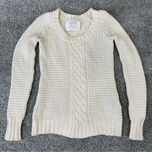 Vintage Old Navy Cream Classic Cable Knit Crewneck Sweater Women’s Size Small